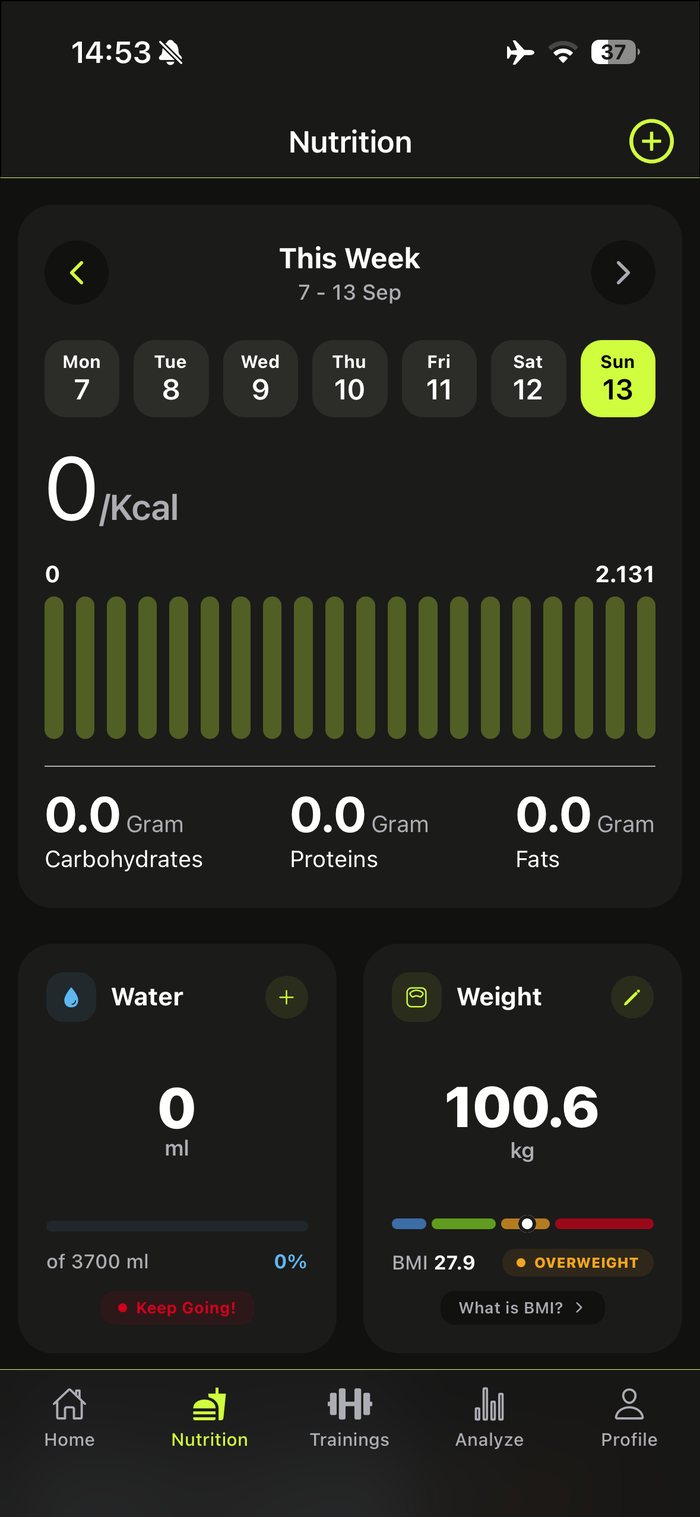 Gymrition weekly nutrition screen